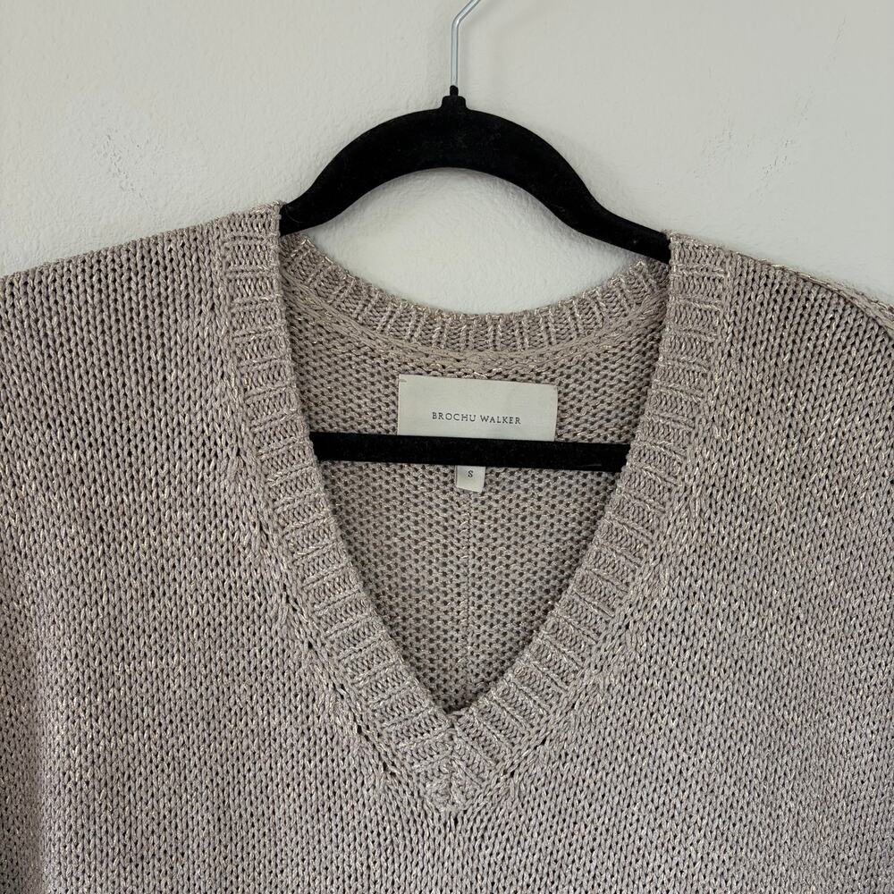 Brochu Walker The Gaia Short Sleeve Sweater Moonstone Taupe (S) - Picture 4 of 10